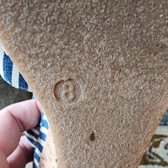 Eva & Zoe Blue/White Striped Sexy 1940s Cork Wedge Sandals Size 8 - Picture 13 of 16